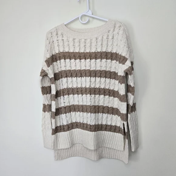 NEW Pilcro Anthropologie Longline Side Slit Knit Striped Sweater - Picture 3 of 7